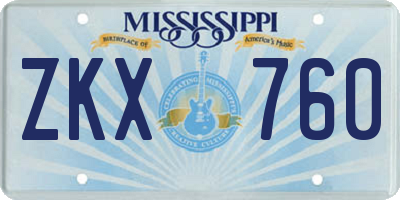 MS license plate ZKX760