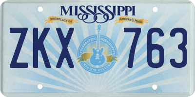 MS license plate ZKX763