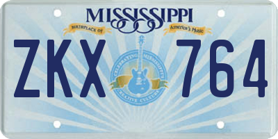 MS license plate ZKX764