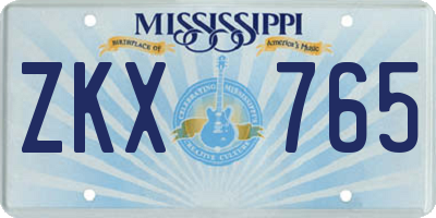 MS license plate ZKX765