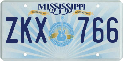 MS license plate ZKX766