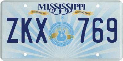 MS license plate ZKX769