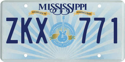 MS license plate ZKX771