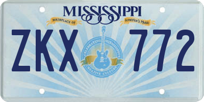 MS license plate ZKX772