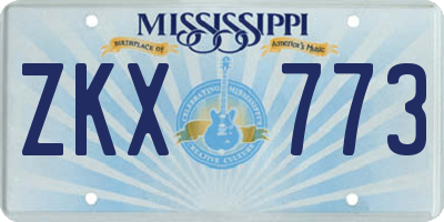 MS license plate ZKX773