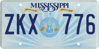 MS license plate ZKX776