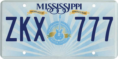 MS license plate ZKX777