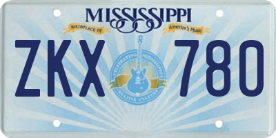MS license plate ZKX780