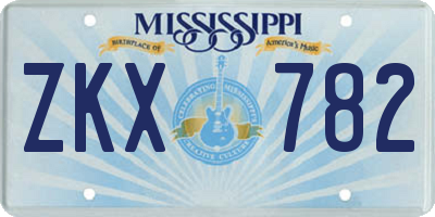 MS license plate ZKX782