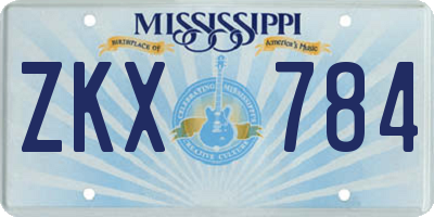 MS license plate ZKX784