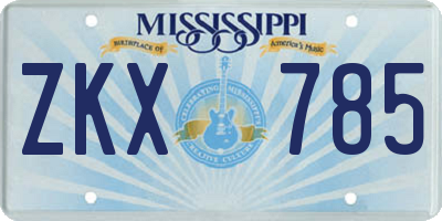 MS license plate ZKX785