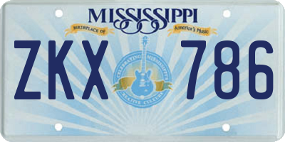 MS license plate ZKX786