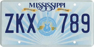 MS license plate ZKX789
