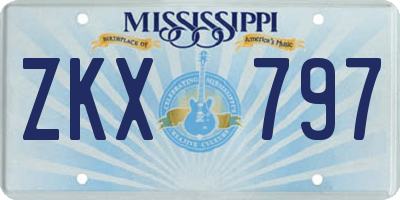 MS license plate ZKX797