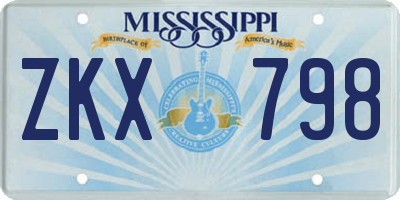 MS license plate ZKX798