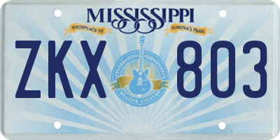 MS license plate ZKX803