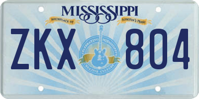 MS license plate ZKX804