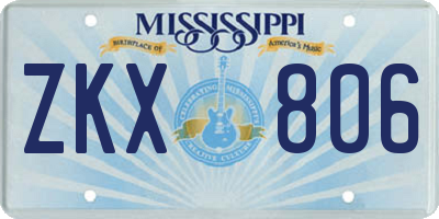 MS license plate ZKX806