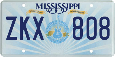 MS license plate ZKX808