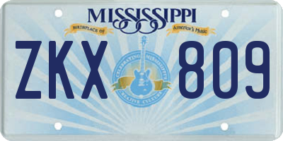 MS license plate ZKX809