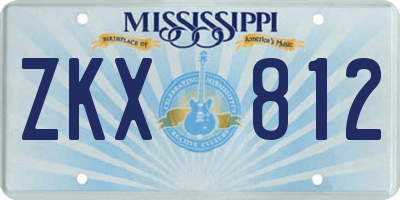 MS license plate ZKX812