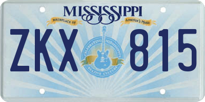 MS license plate ZKX815