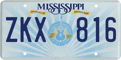 MS license plate ZKX816