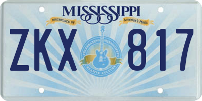 MS license plate ZKX817