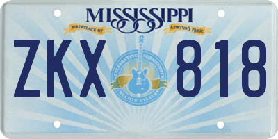 MS license plate ZKX818