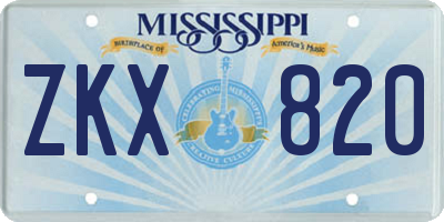 MS license plate ZKX820