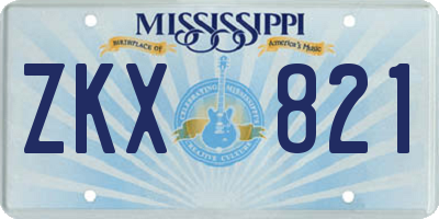 MS license plate ZKX821