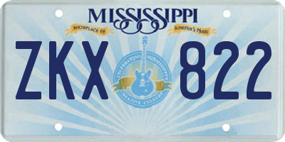 MS license plate ZKX822