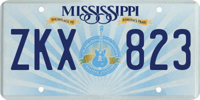 MS license plate ZKX823