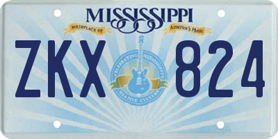 MS license plate ZKX824