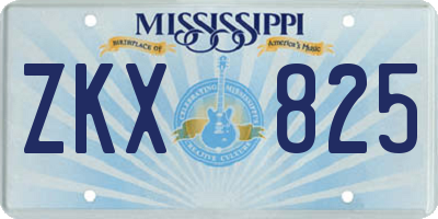 MS license plate ZKX825