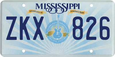 MS license plate ZKX826