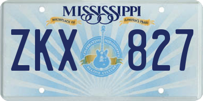 MS license plate ZKX827