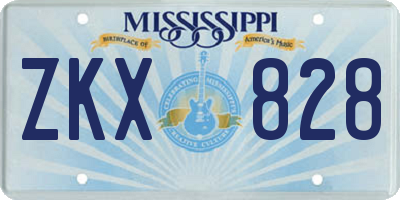 MS license plate ZKX828