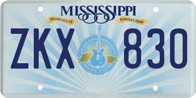 MS license plate ZKX830