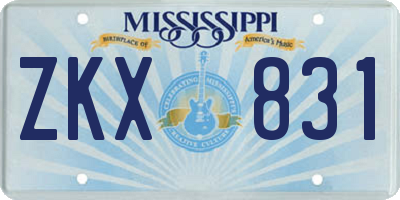 MS license plate ZKX831