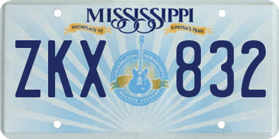MS license plate ZKX832