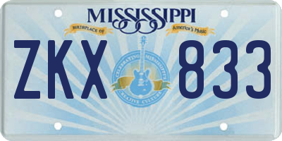 MS license plate ZKX833