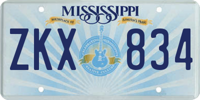 MS license plate ZKX834