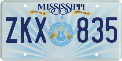 MS license plate ZKX835