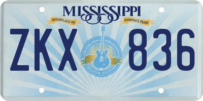 MS license plate ZKX836