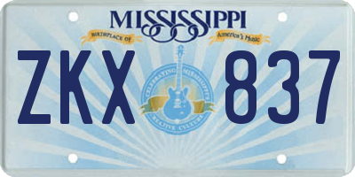 MS license plate ZKX837