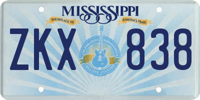 MS license plate ZKX838
