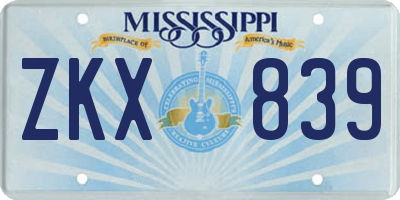 MS license plate ZKX839