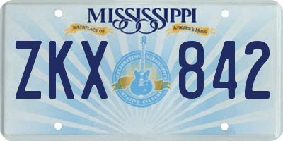 MS license plate ZKX842