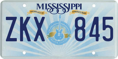 MS license plate ZKX845